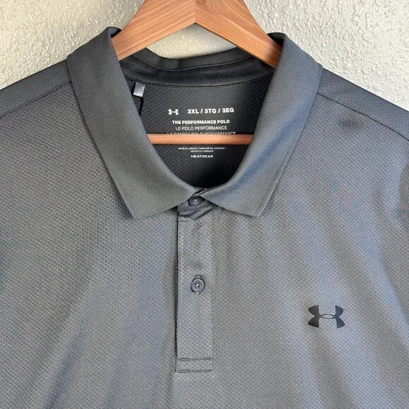 Under Armour Mens Gray 3XL Performance Polo Shirt HeatGear Loose Fit Stretch NWT - Picture 10 of 13
